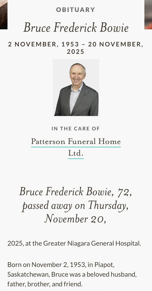It is with deep sorrow and heartfelt respect that we acknowledge the passing of Bruce Fredrick Bowie, a legendary radio personality whose voice, spirit, and compassion left an enduring mark on Edmonton, Canada